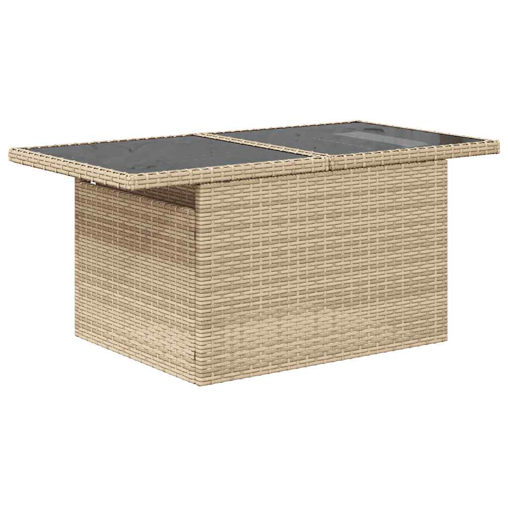 8-piece garden sofa set with cushions, beige poly rattan