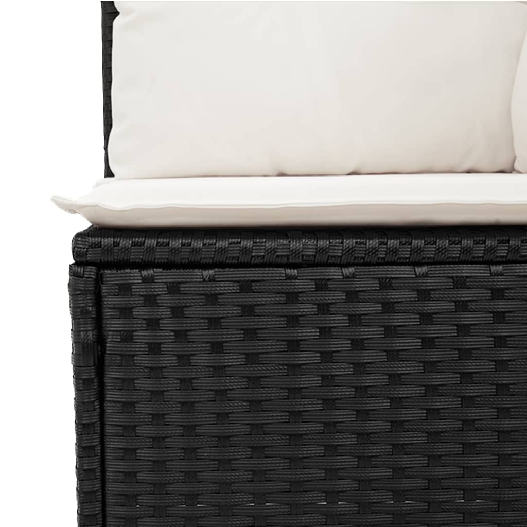 8-piece garden sofa set with cushions, black poly rattan