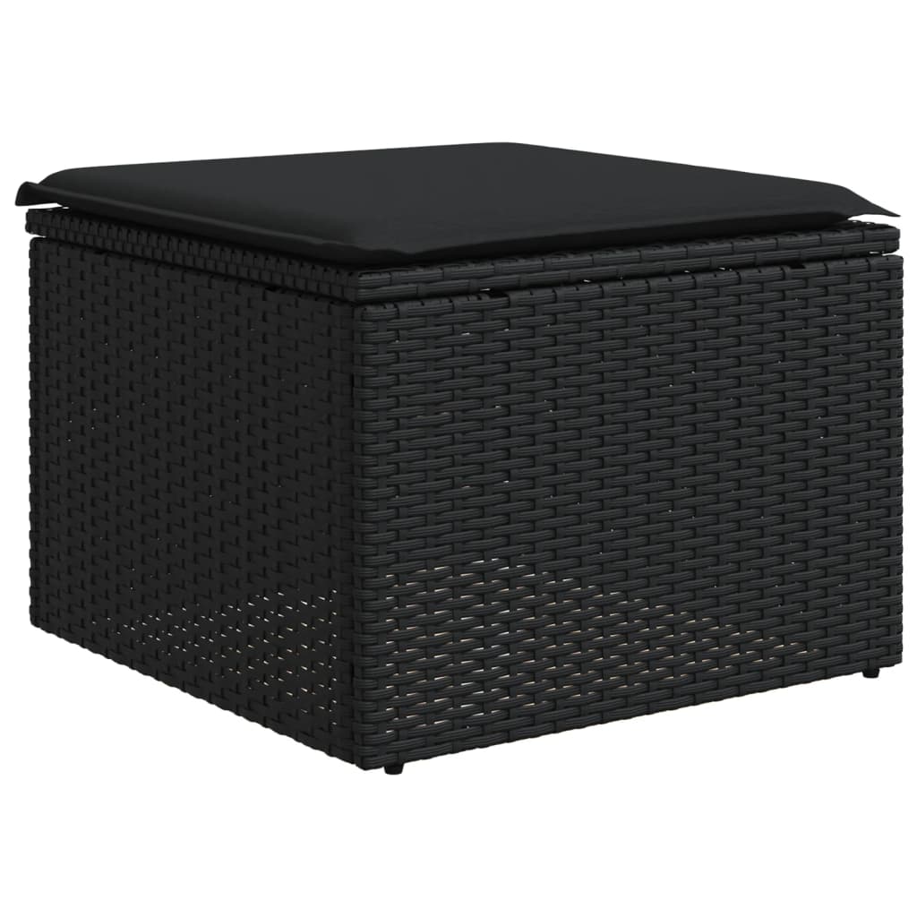 11-piece garden sofa set with cushions, black poly rattan