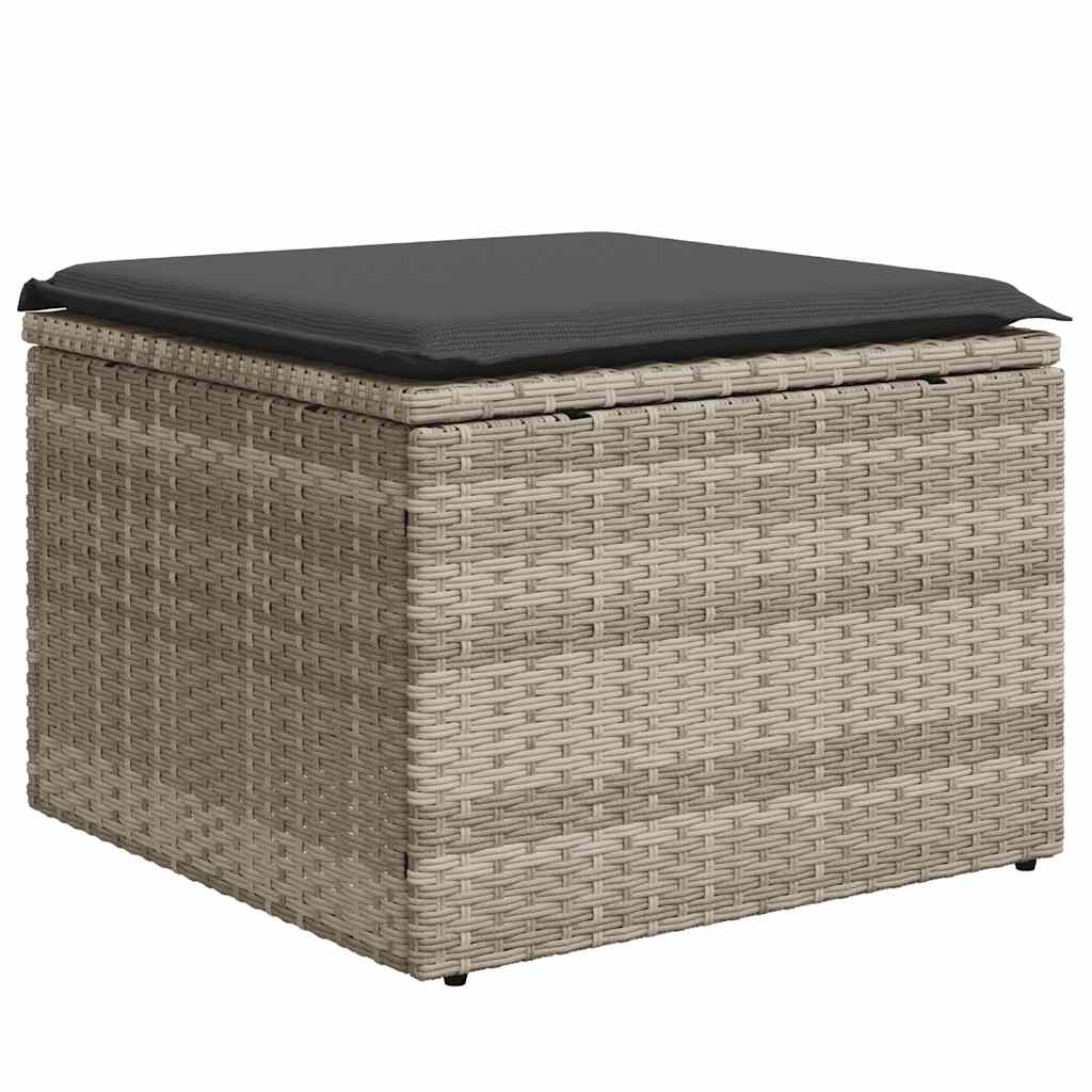 11-piece garden sofa set with cushions, light grey poly rattan