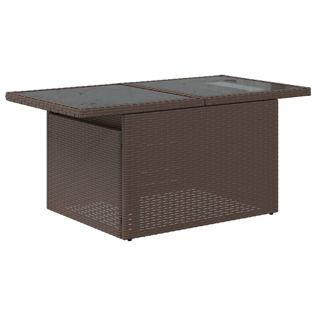 11-piece garden sofa set with cushions, brown poly rattan