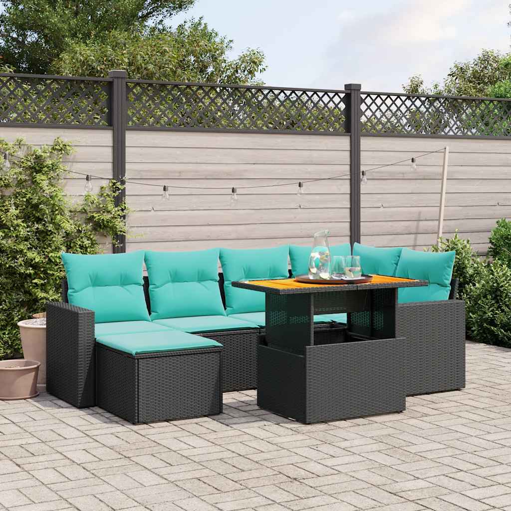 11-tlg. Garten-Sofagarnitur mit Kissen Beige Poly Rattan