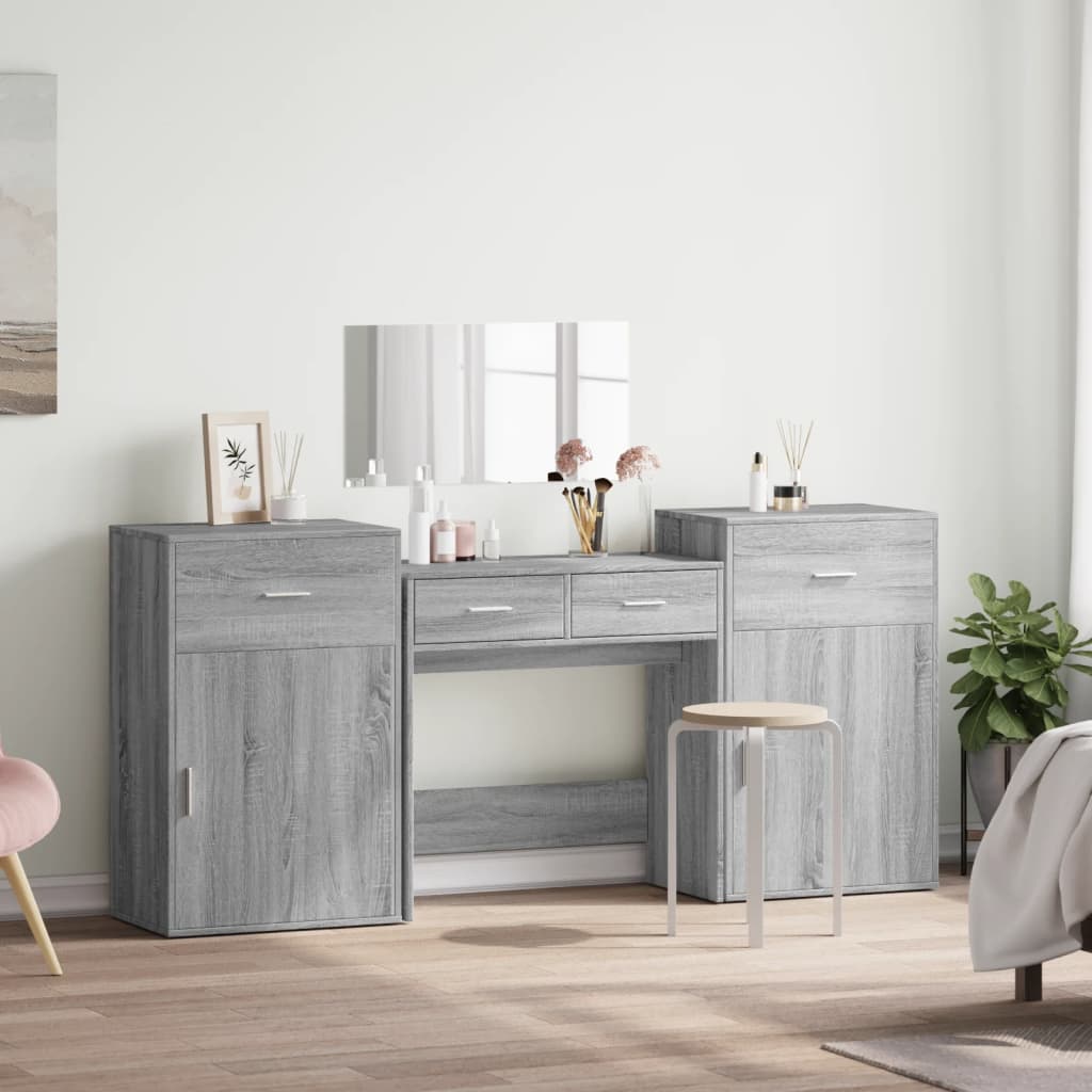 4-piece dressing table set, gray Sonoma wood material