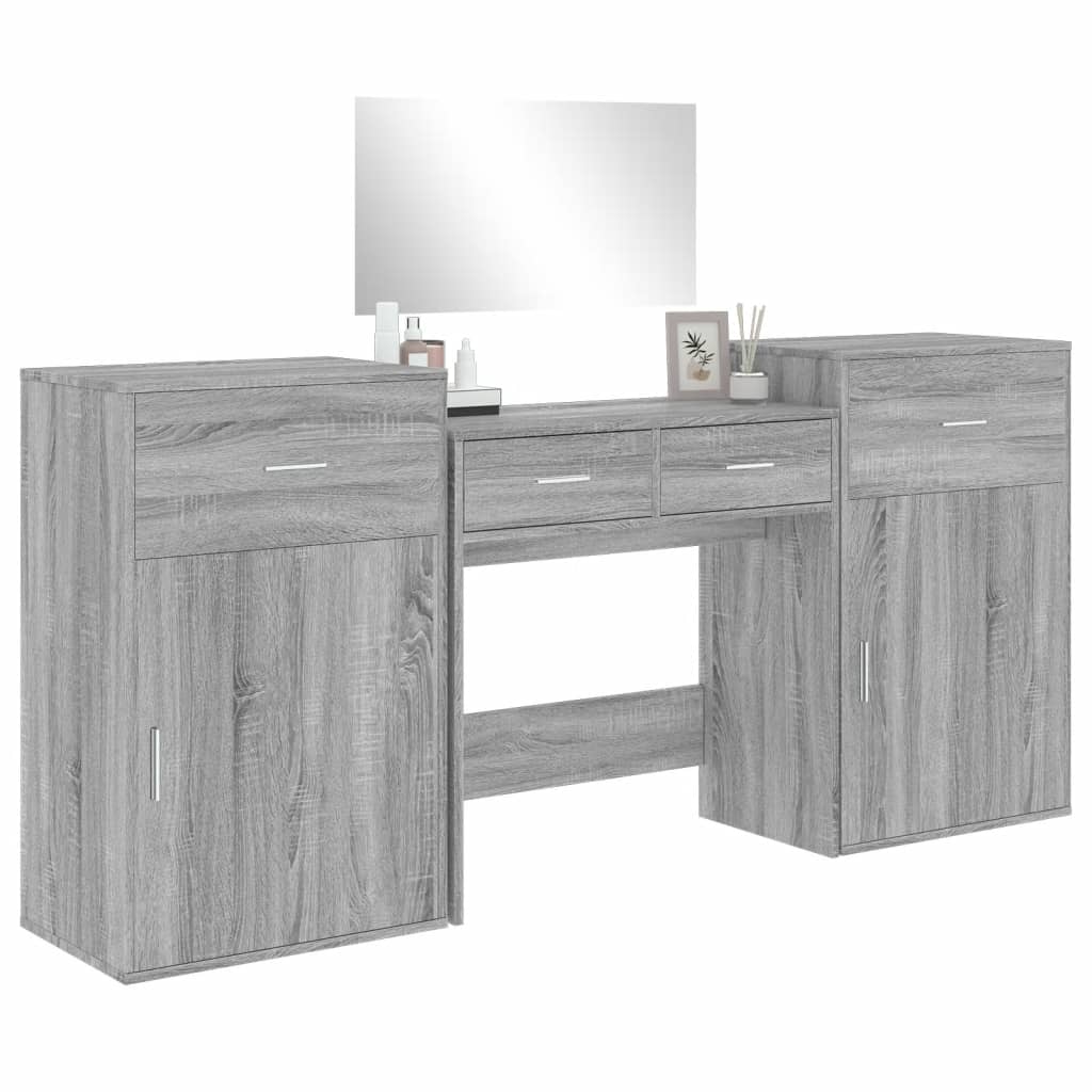 4-piece dressing table set, gray Sonoma wood material