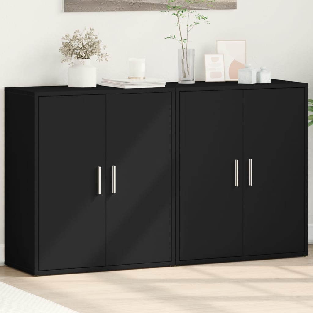 Sideboards 2 pcs. Black 60x31x70 cm wood-based material