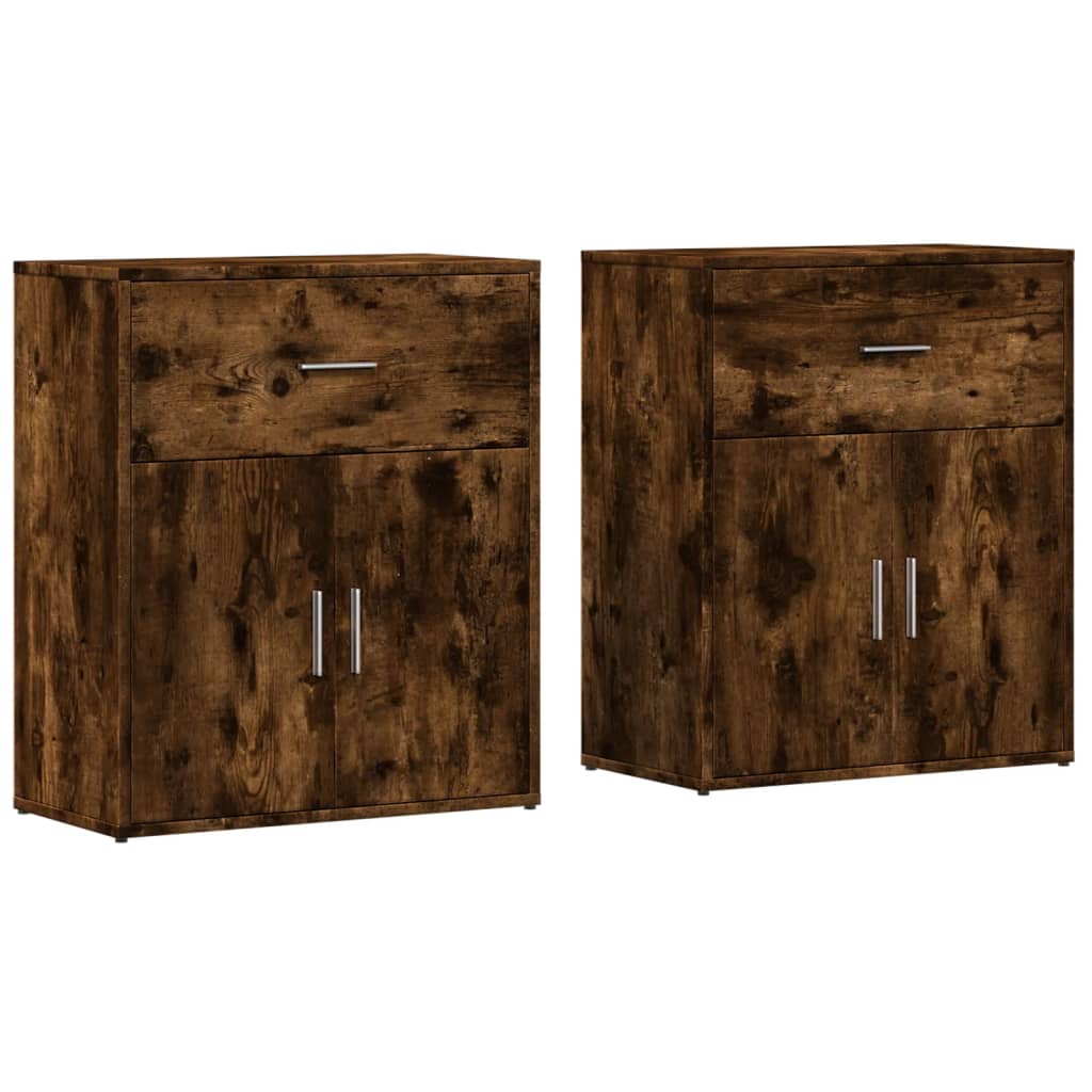 Sideboards 2 pcs. Smoked oak 60x31x70 cm wood material