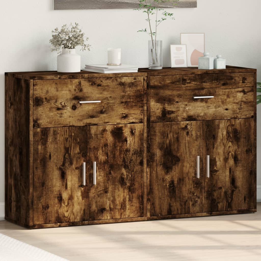 Sideboards 2 pcs. Smoked oak 60x31x70 cm wood material