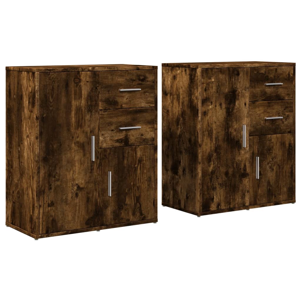 Sideboards 2 pcs. Smoked oak 60x31x70 cm wood material