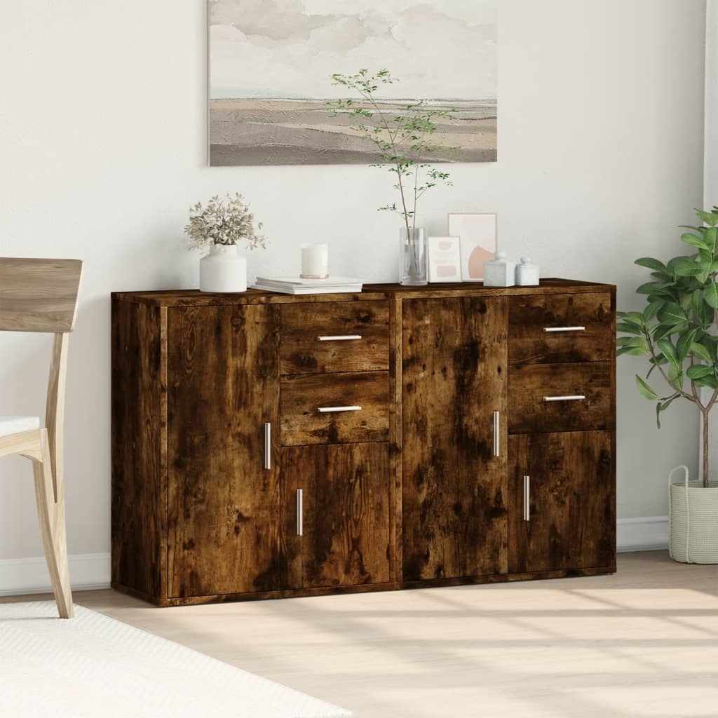 Sideboards 2 pcs. Smoked oak 60x31x70 cm wood material
