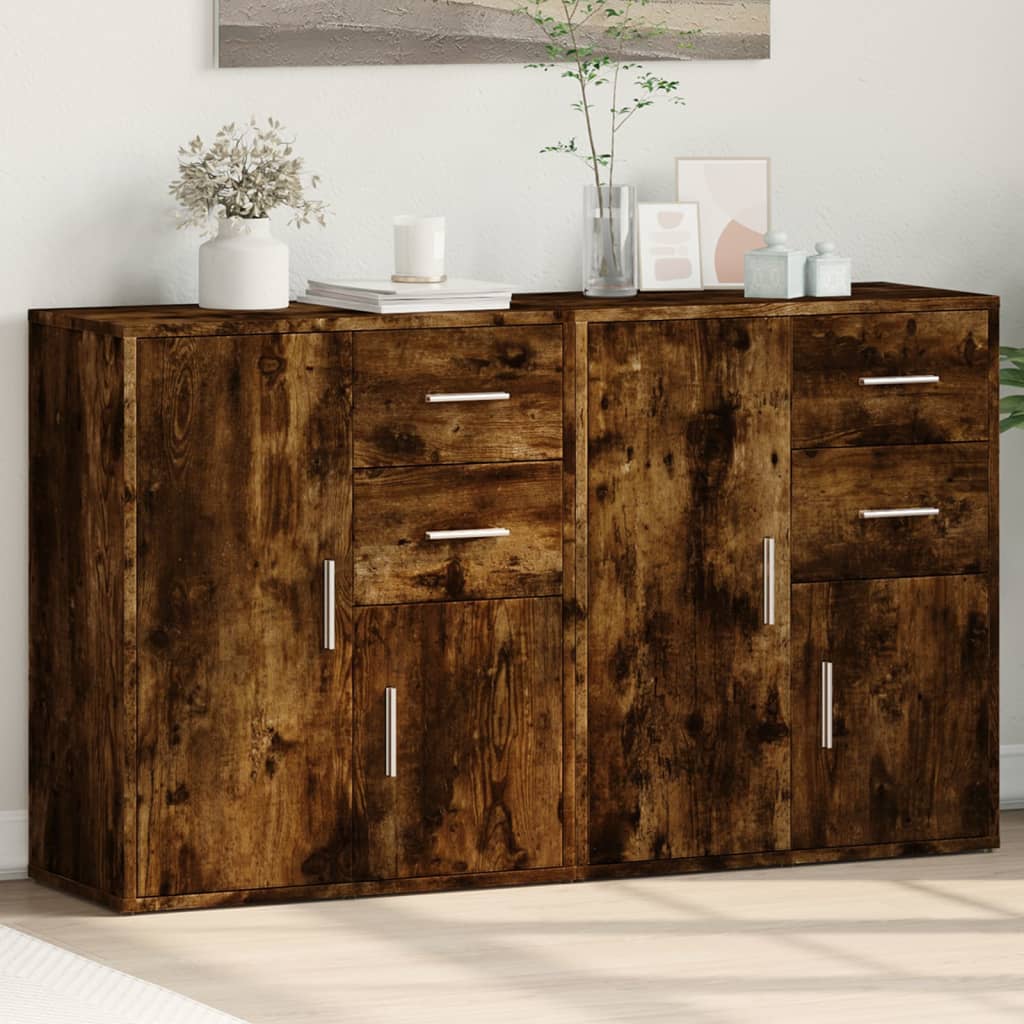 Sideboards 2 pcs. Smoked oak 60x31x70 cm wood material