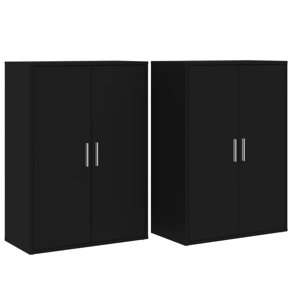 Sideboards 2 pcs. Black 60x31x84 cm wood-based material