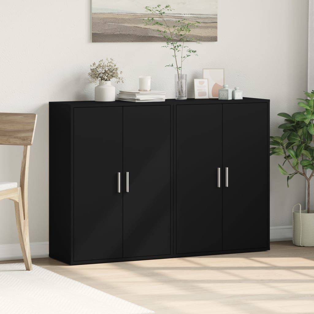 Sideboards 2 pcs. Black 60x31x84 cm wood-based material