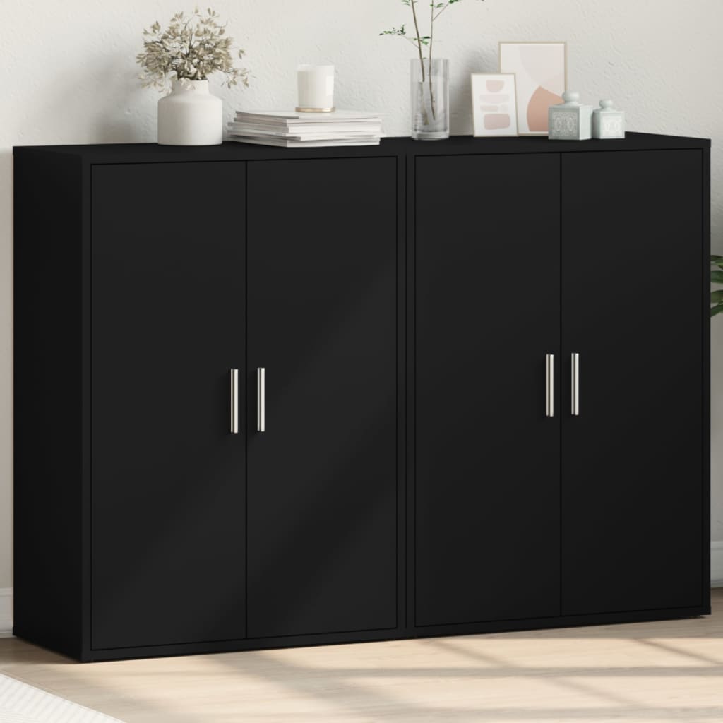 Sideboards 2 pcs. Black 60x31x84 cm wood-based material