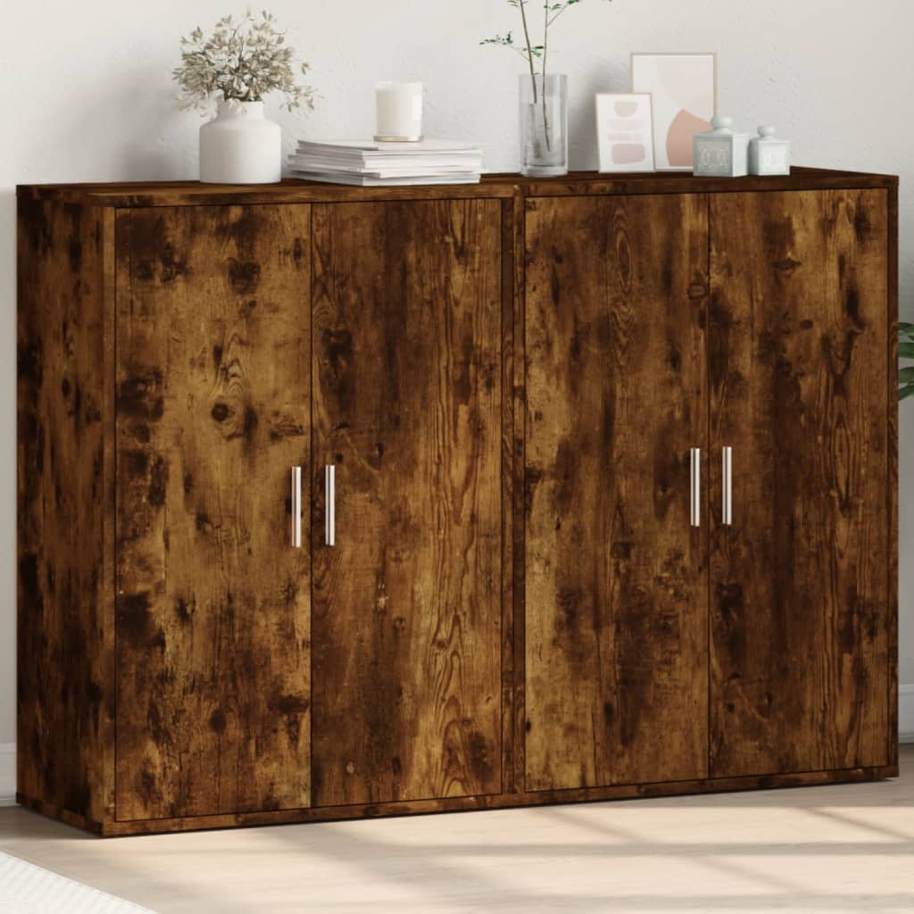 Sideboards 2 pcs. Smoked oak 60x31x84 cm wood material