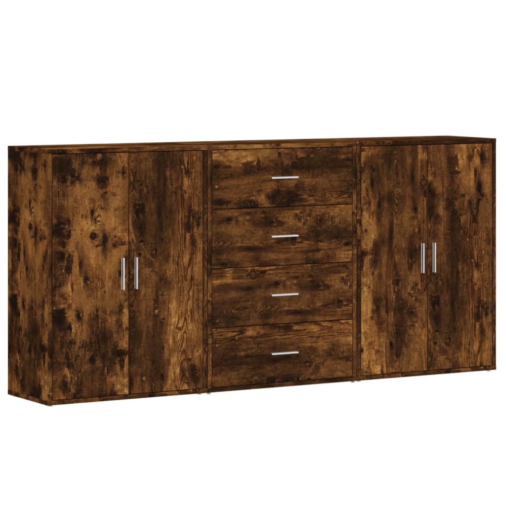 Sideboards 3 pcs. Smoked oak 60x31x84 cm wood material