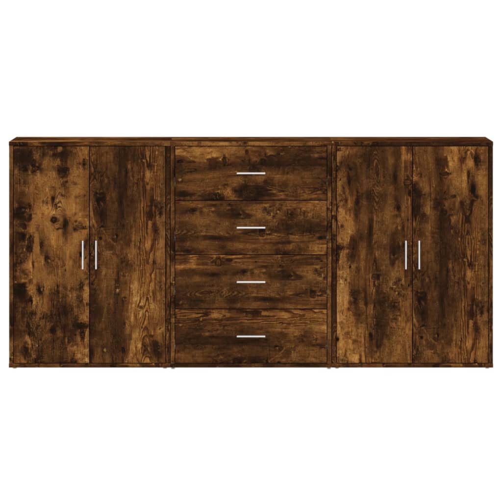 Sideboards 3 pcs. Smoked oak 60x31x84 cm wood material
