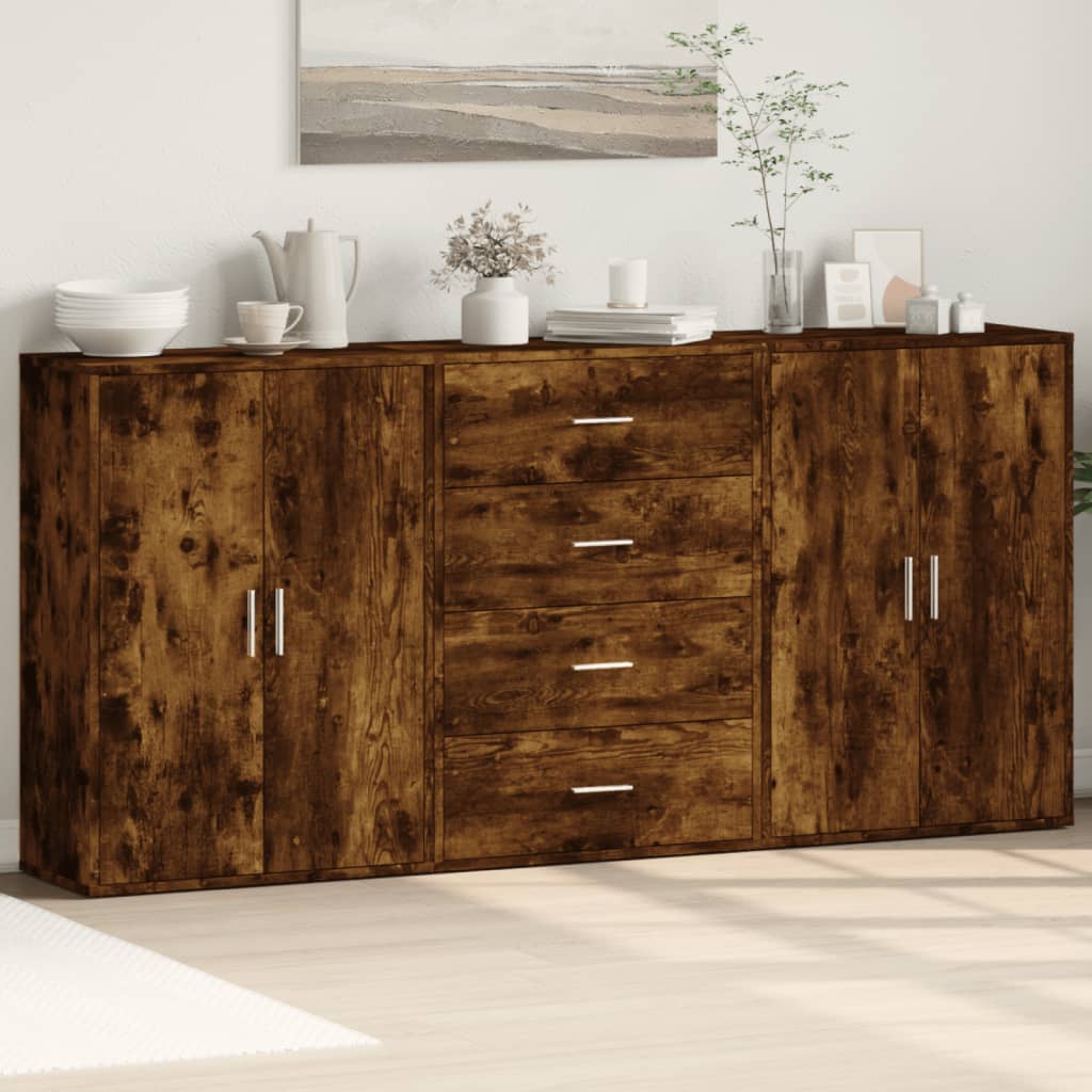 Sideboards 3 pcs. Smoked oak 60x31x84 cm wood material