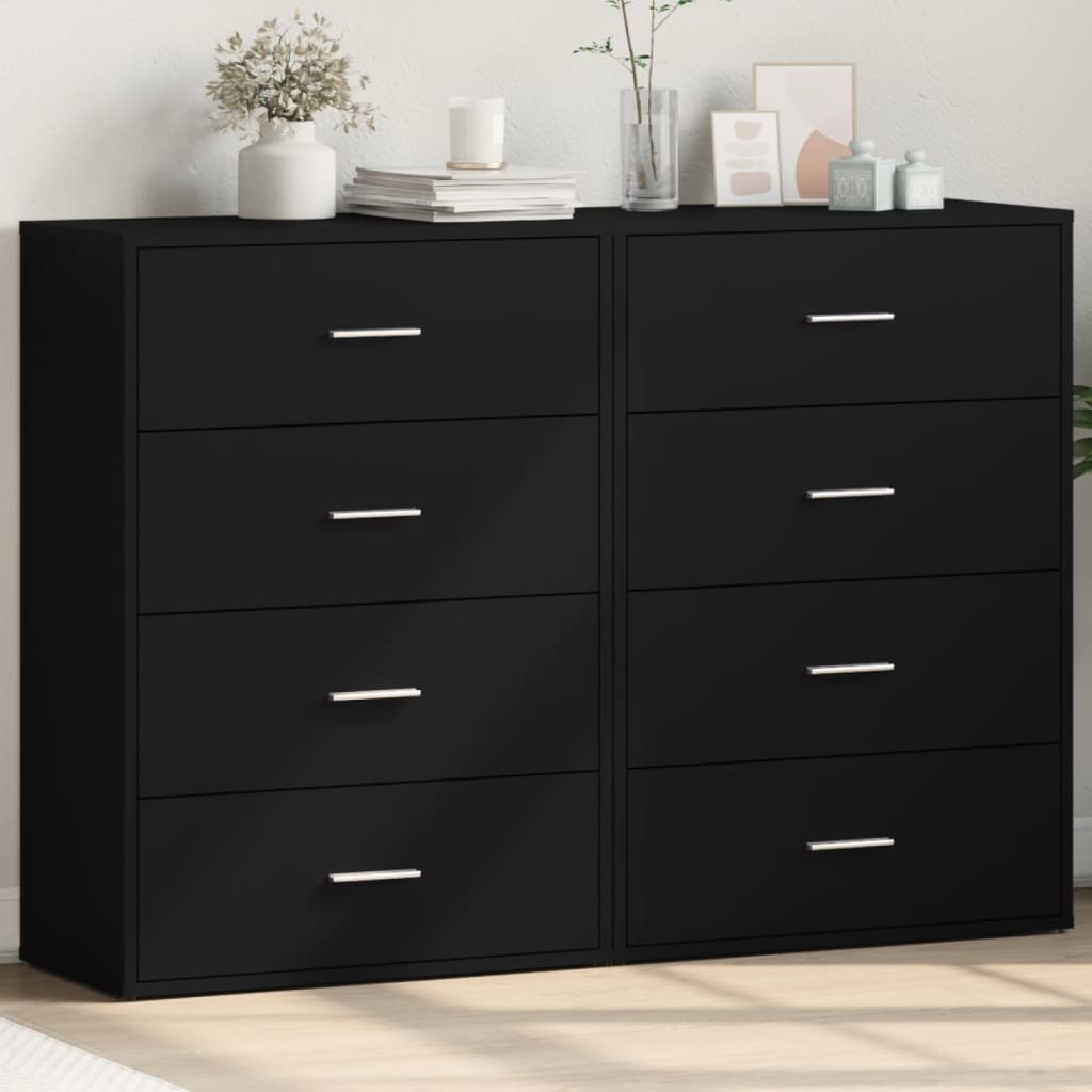 Sideboards 2 pcs. Black 60x31x84 cm wood-based material