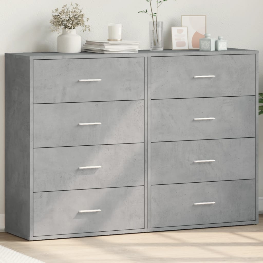 Sideboards 2 pcs. Concrete grey 60x31x84 cm wood material