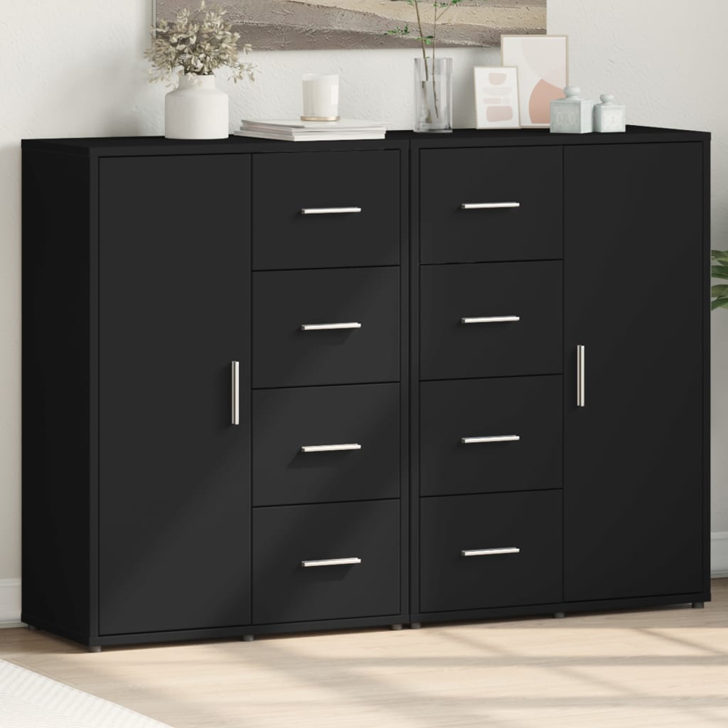 Sideboards 2 pcs. Black 60x31x84 cm wood-based material