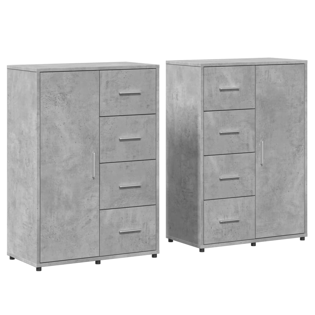 Sideboards 2 pcs. Concrete grey 60x31x84 cm wood material