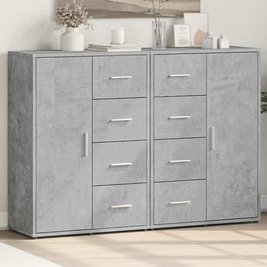 Sideboards 2 pcs. Concrete grey 60x31x84 cm wood material
