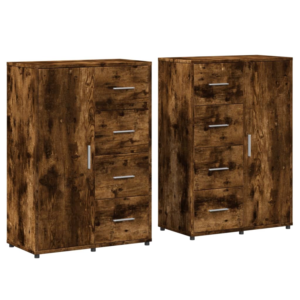 Sideboards 2 pcs. Smoked oak 60x31x84 cm wood material