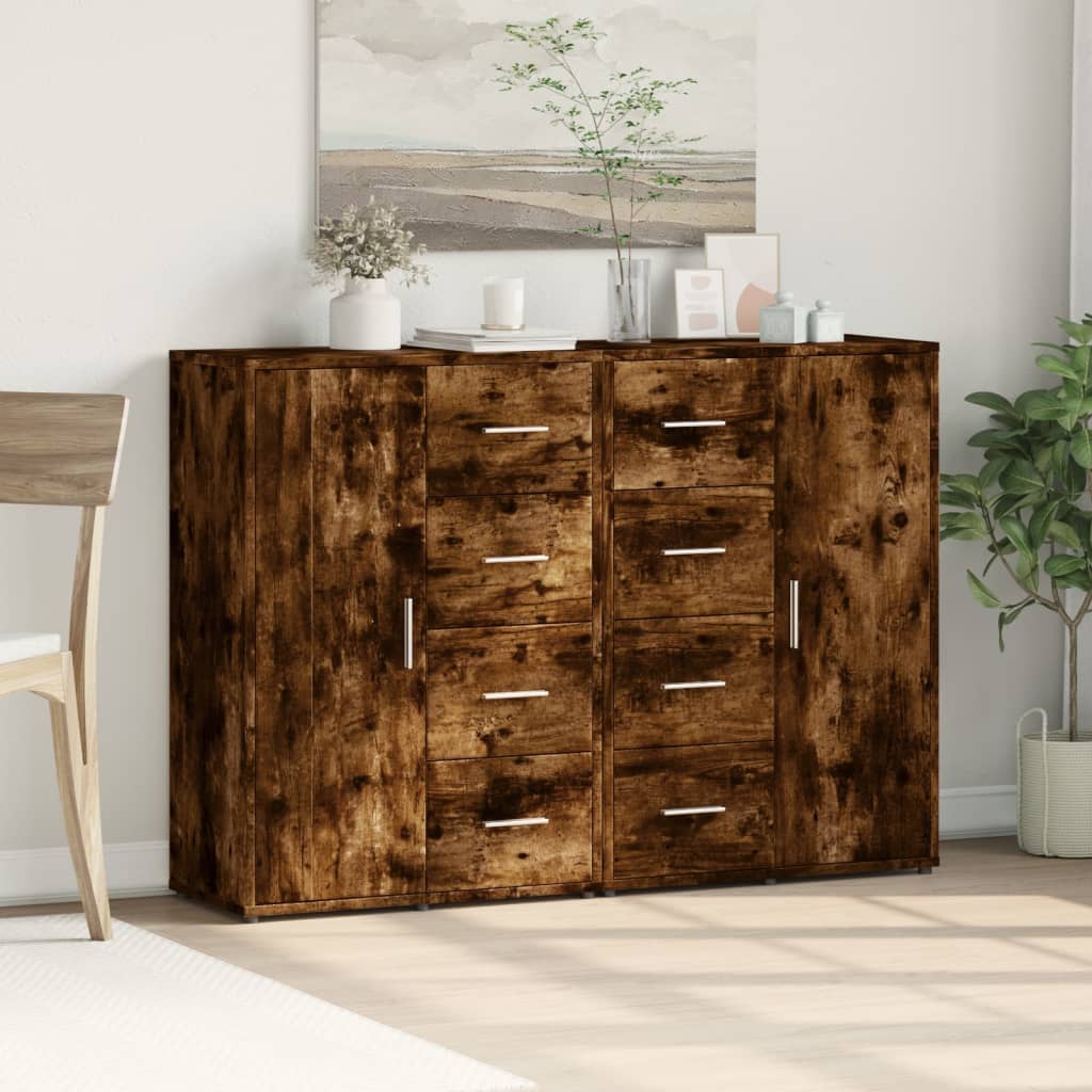 Sideboards 2 pcs. Smoked oak 60x31x84 cm wood material