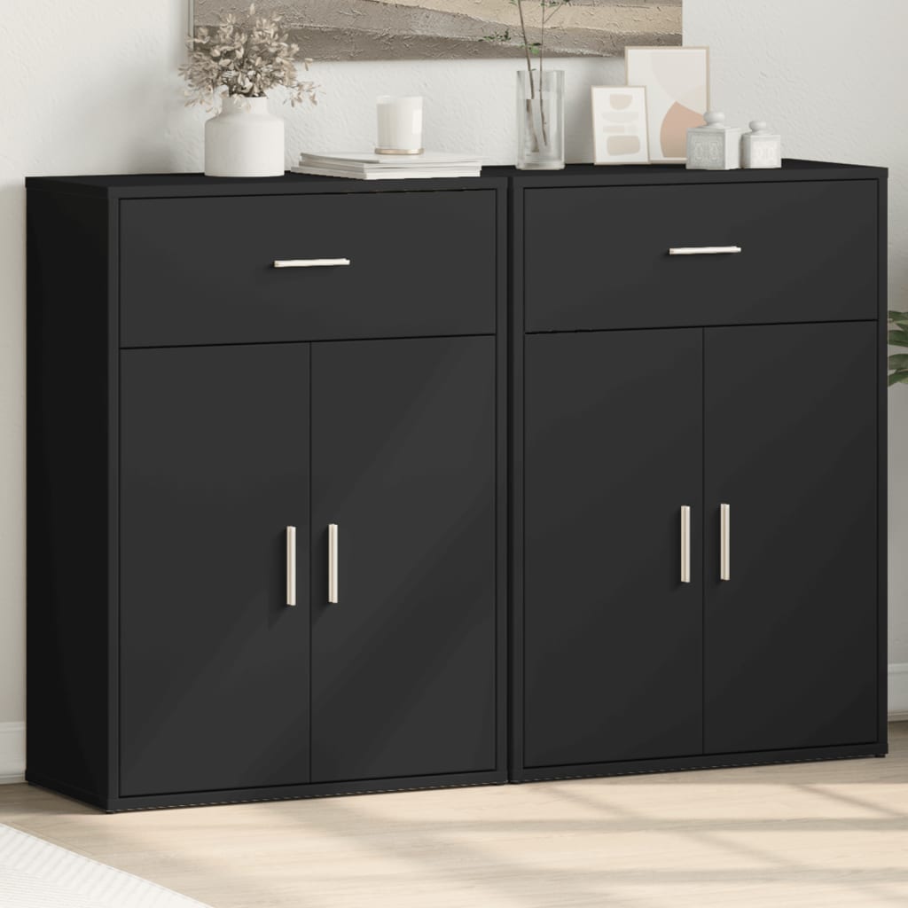 Sideboards 2 pcs. Black 60x30x84 cm wood-based material