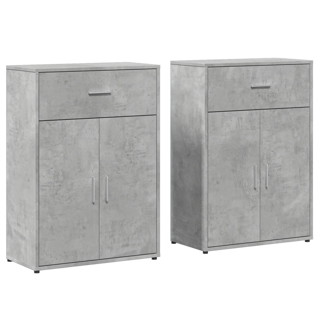 Sideboards 2 pcs. Concrete grey 60x30x84 cm wood material