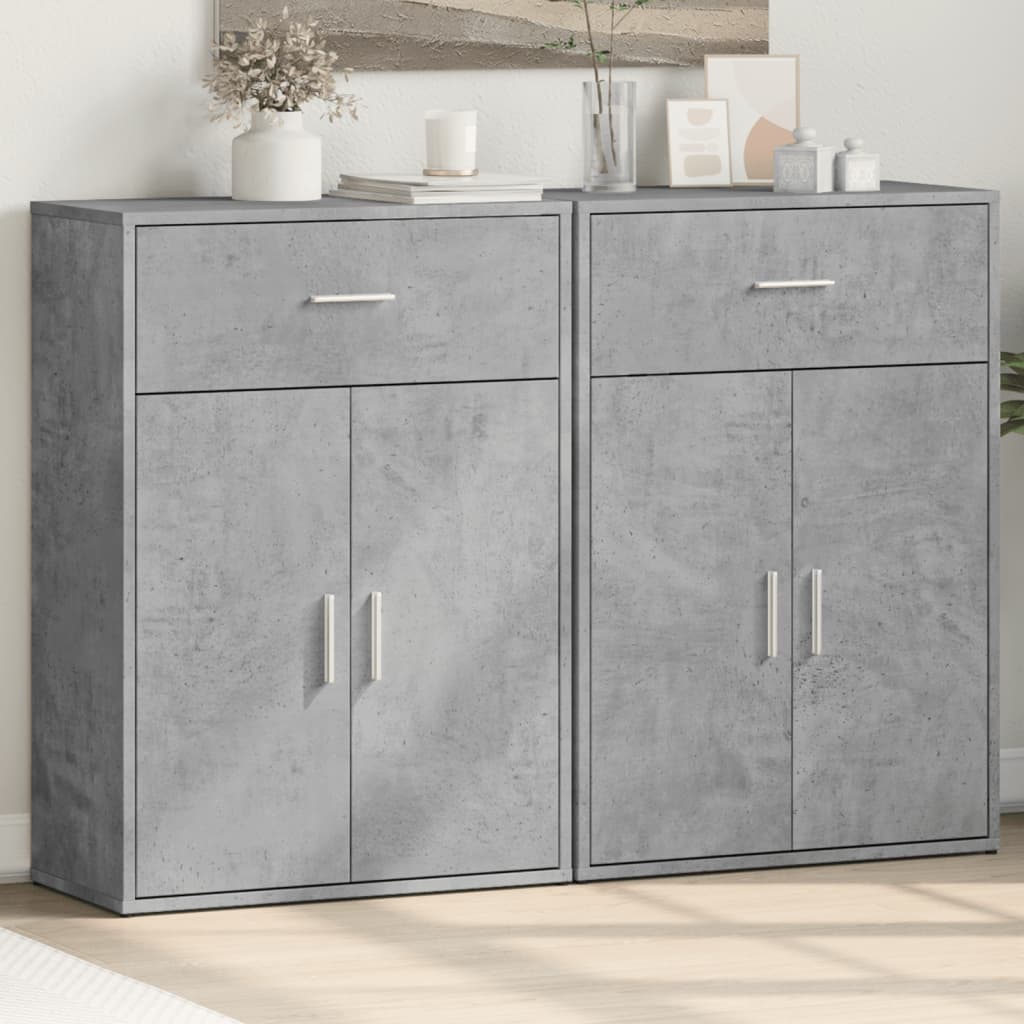 Sideboards 2 pcs. Concrete grey 60x30x84 cm wood material