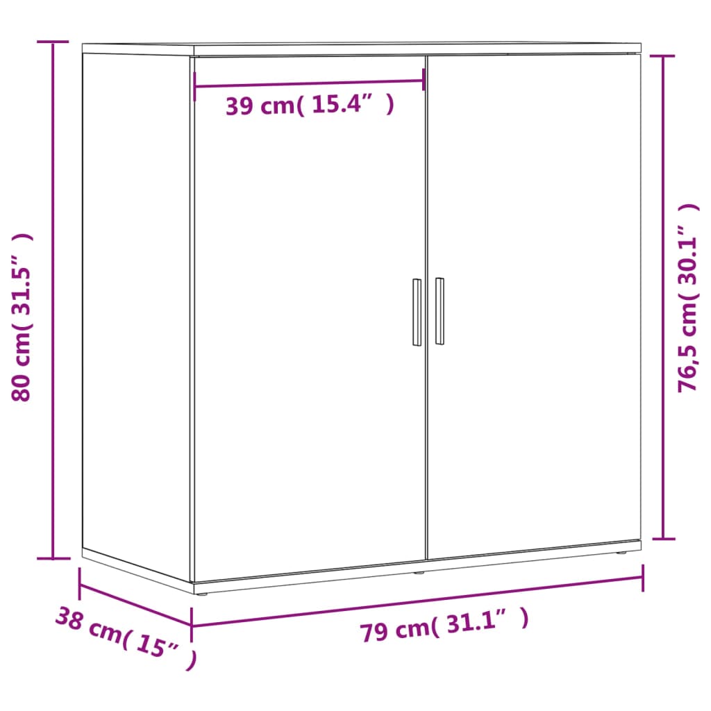 Sideboards 2 Stk. Weiß 79x38x80 cm Holzwerkstoff