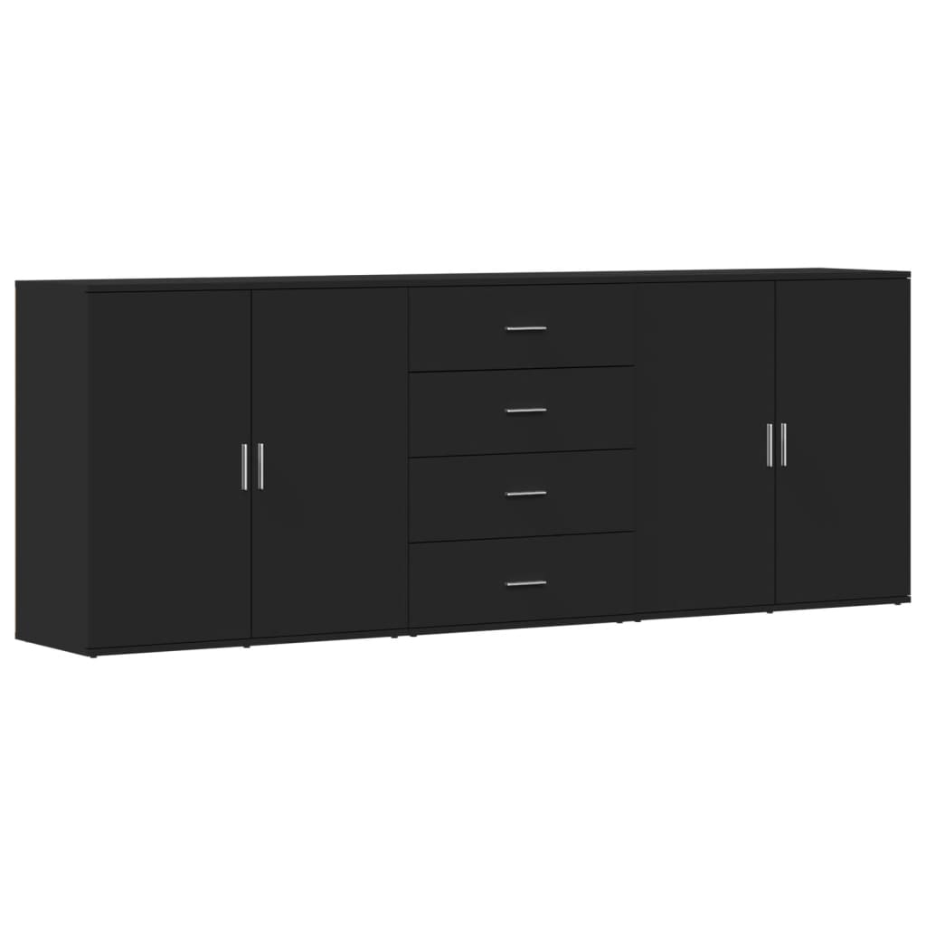 Sideboards 3 Stk. Schwarz Holzwerkstoff