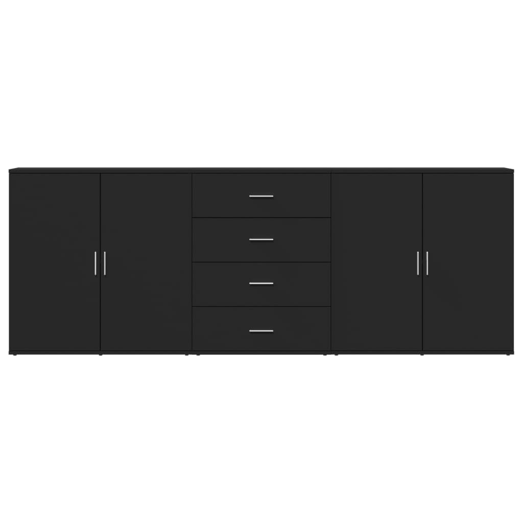 Sideboards 3 Stk. Schwarz Holzwerkstoff