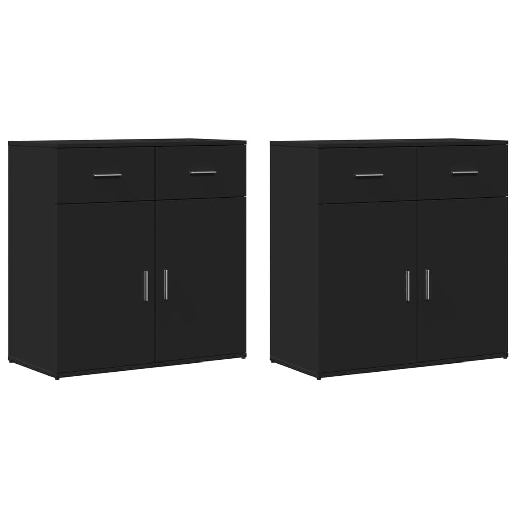 Sideboards 2 pcs. Black 79x38x80 cm wood-based material