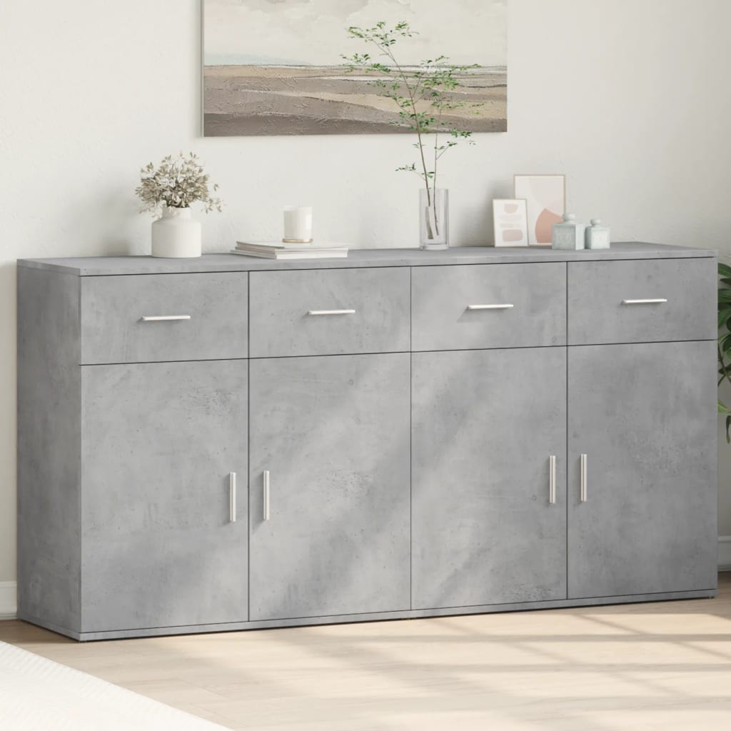 Sideboards 2 pcs. Concrete grey 79x38x80 cm wood-based material