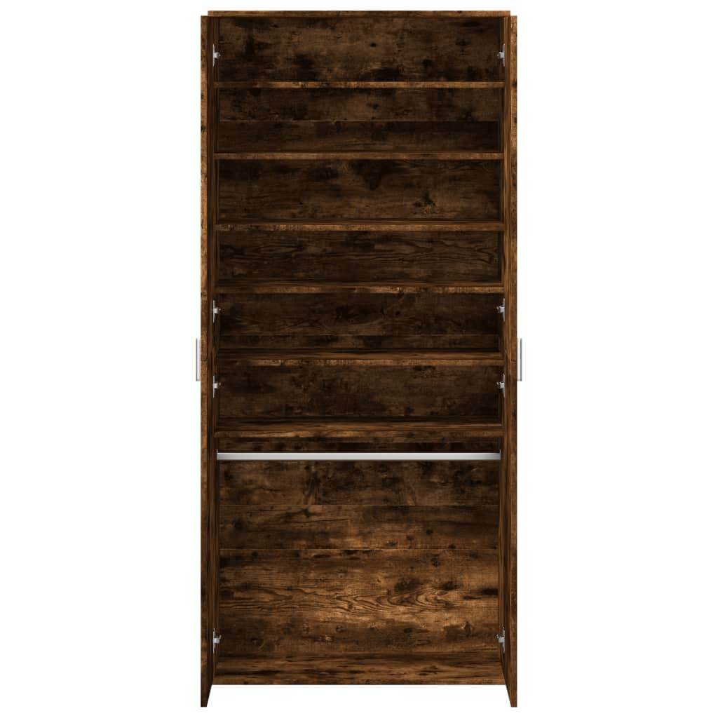 Shoe Cabinet Smoked Oak 80x39x178 cm Wood Material