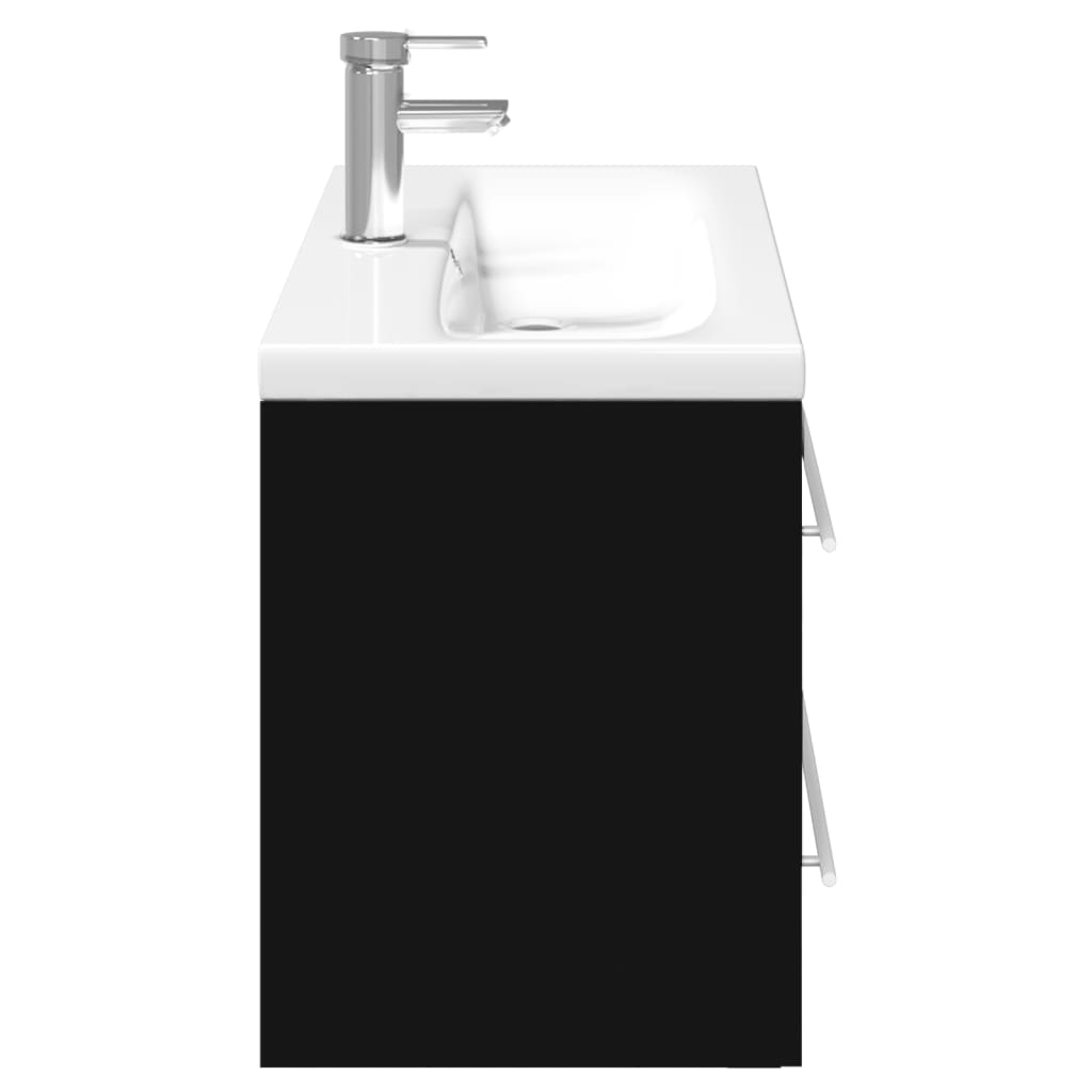 Vanity unit with built-in basin black