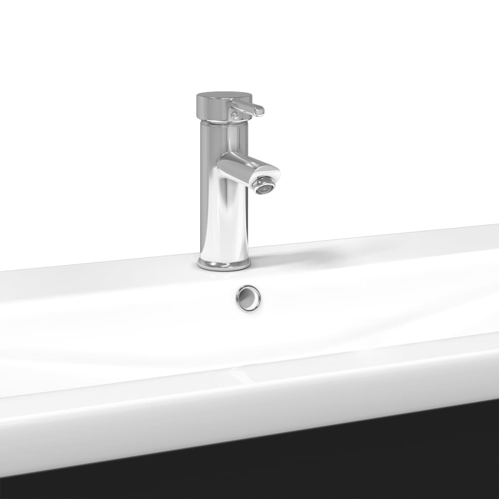 Vanity unit with built-in basin black