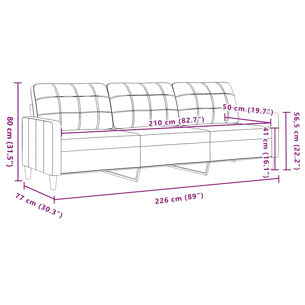 3-Sitzer-Sofa Taupe 210 cm Stoff