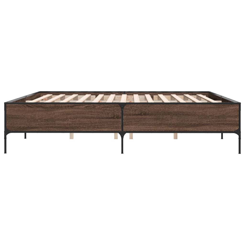 Bettgestell Braun Eichen-Optik 180x200 cm Holzwerkstoff Metall