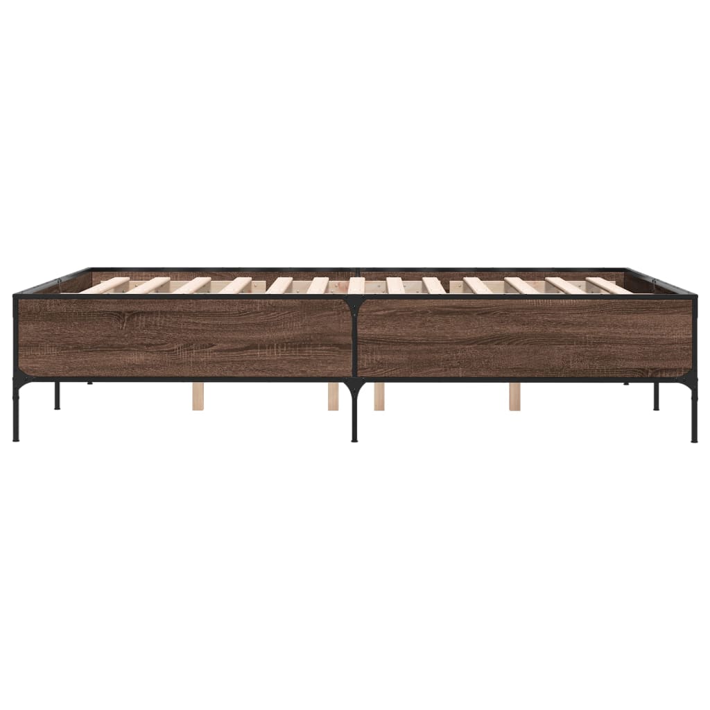 Bettgestell Braun Eichen-Optik 160x200 cm Holzwerkstoff Metall