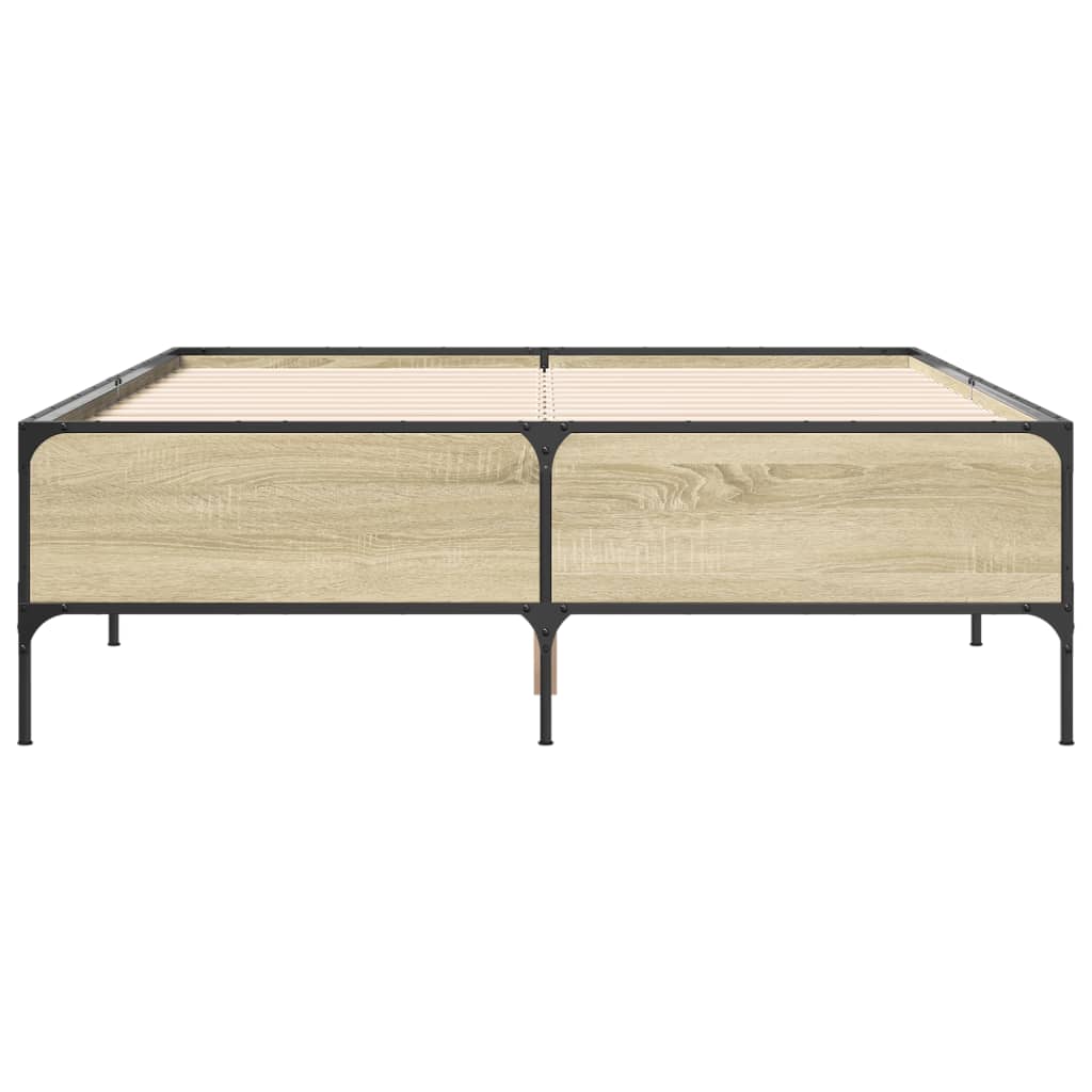 Bettgestell Sonoma-Eiche 140x190 cm Holzwerkstoff und Metall