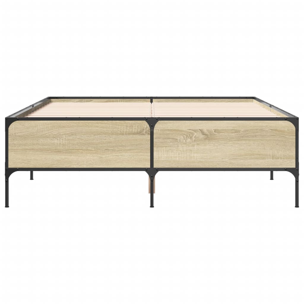 Bettgestell Sonoma-Eiche 120x190 cm Holzwerkstoff und Metall