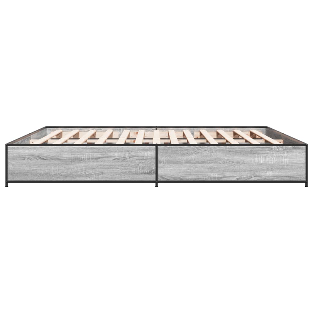 Bettgestell Grau Sonoma 200x200 cm Holzwerkstoff und Metall