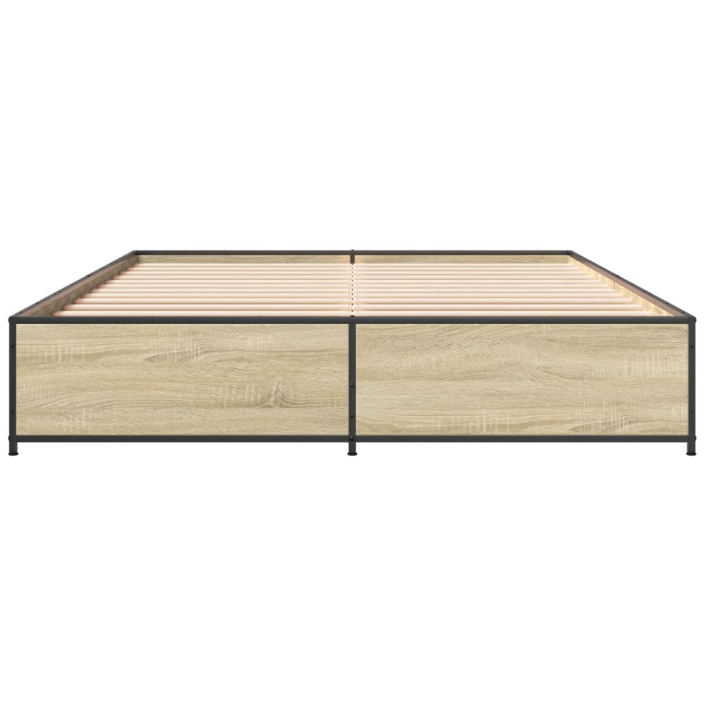 Bettgestell Sonoma-Eiche 120x190 cm Holzwerkstoff und Metall