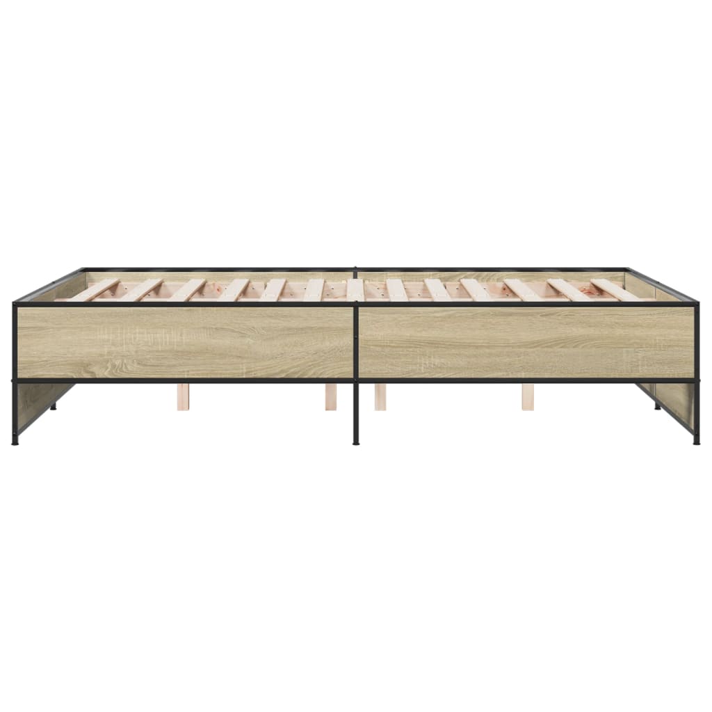 Bettgestell Sonoma-Eiche 120x200 cm Holzwerkstoff und Metall