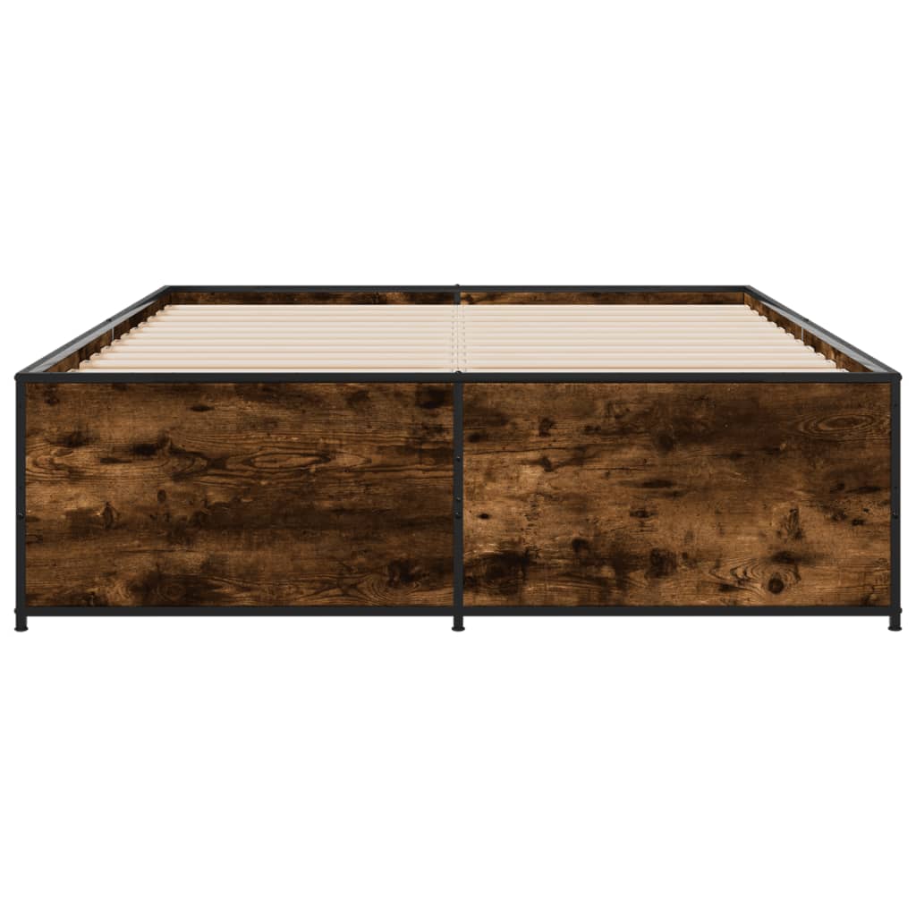 Bettgestell Räuchereiche 140x190 cm Holzwerkstoff und Metall