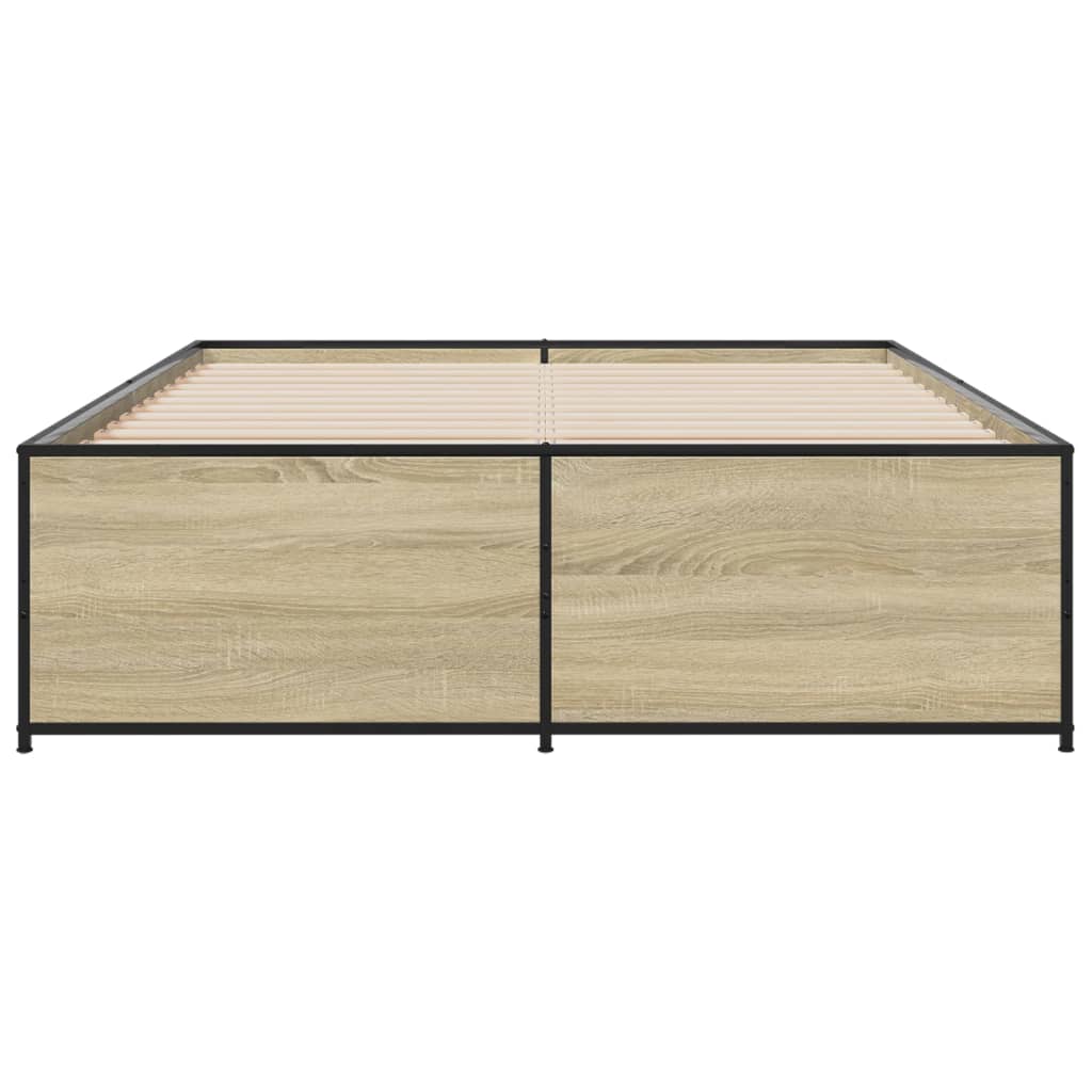 Bettgestell Sonoma-Eiche 120x190 cm Holzwerkstoff und Metall