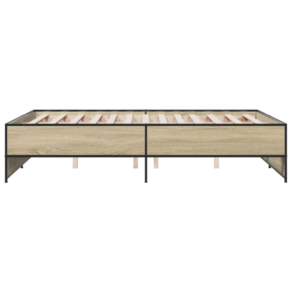 Bettgestell Sonoma-Eiche 120x190 cm Holzwerkstoff und Metall